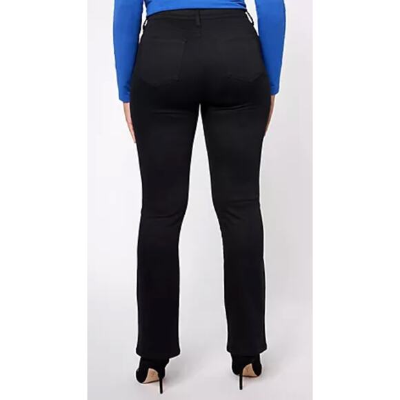 NYDJ High Rise Billie Mini Boot Cut Black Denim Jeans Womens Size 12 Petite New - Picture 2 of 12